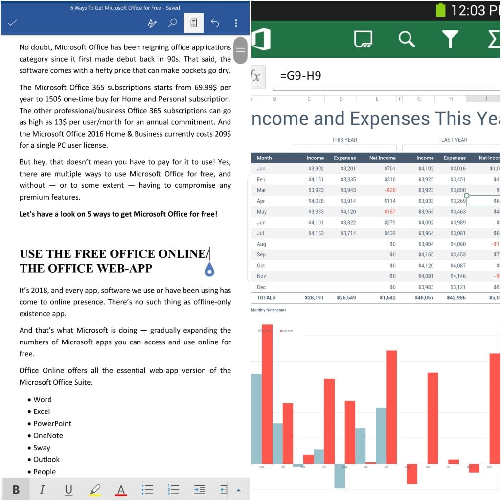 6 ways to get Microsoft Office for free - Office Online Mobile Apps: Microsoft Office free trial