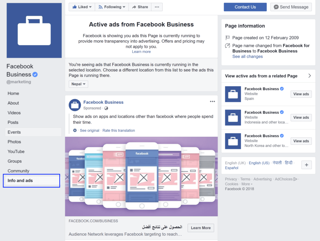 A new feature introduced for Facebook ad transparency