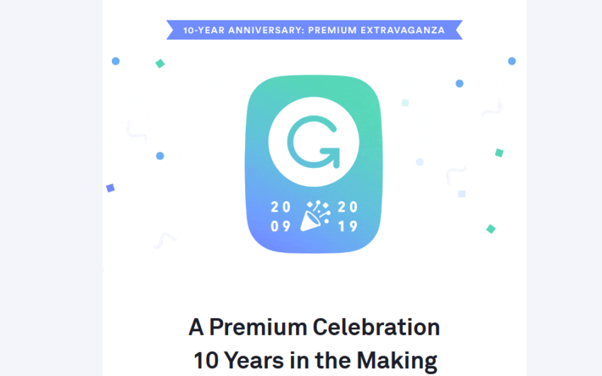 Grammarly premium 10 year Anniversary