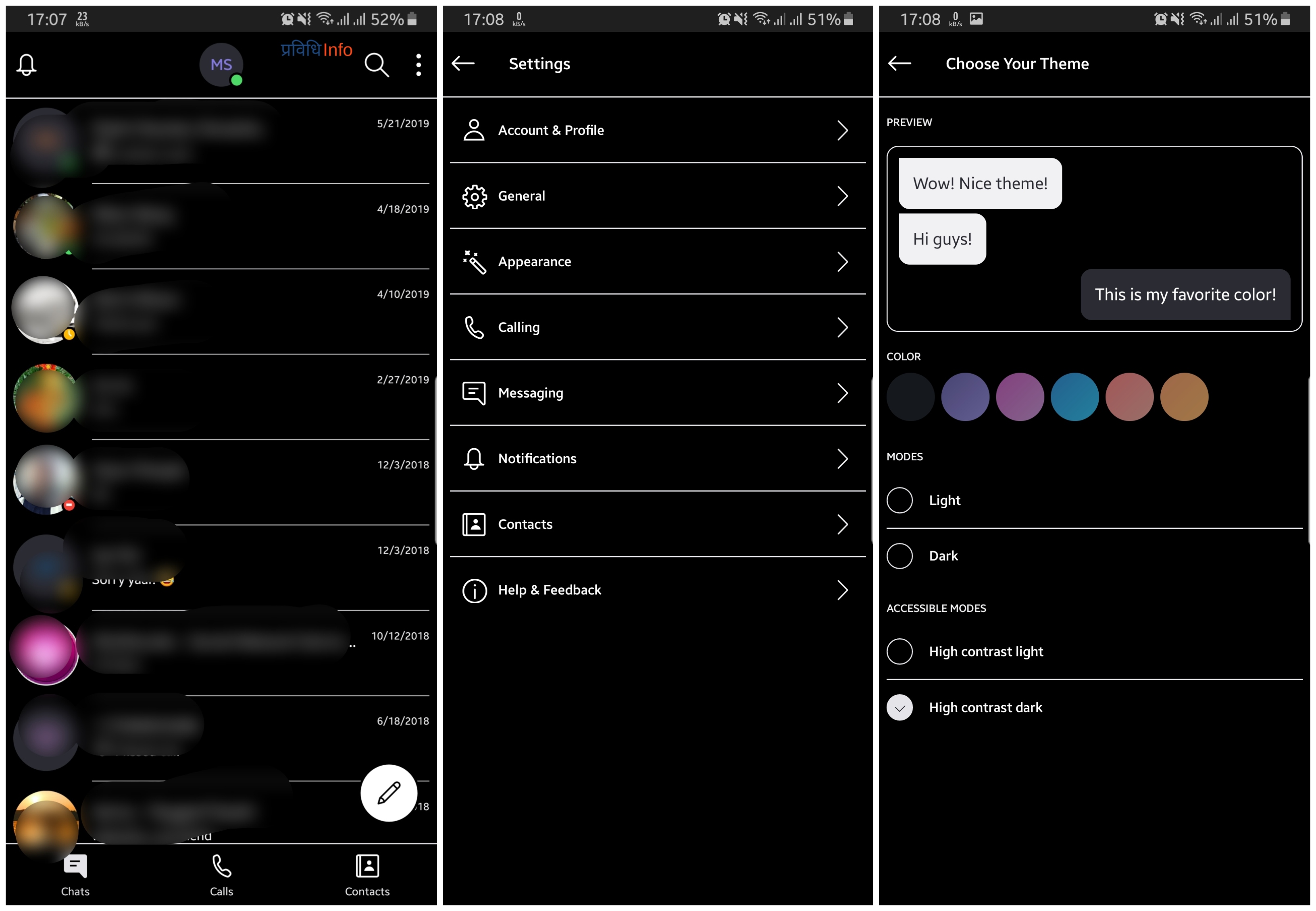 Skype Dark Mode Apps on Android