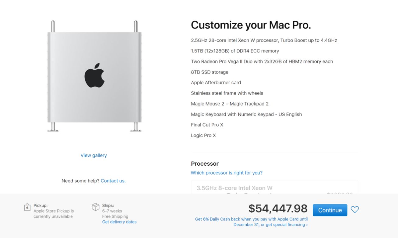 Maxed-out Apple Mac Pro 2019 Tower Price