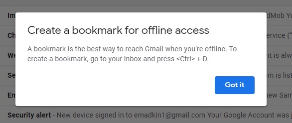 creat gmail offline bookmark