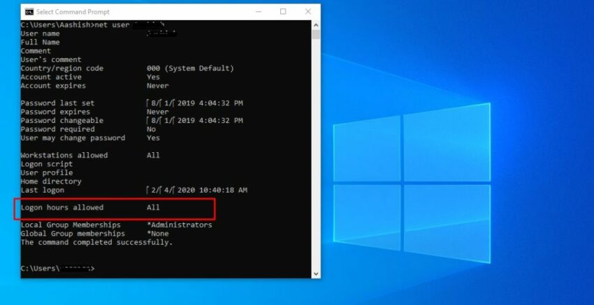How to set a time limit for a Windows 10 user