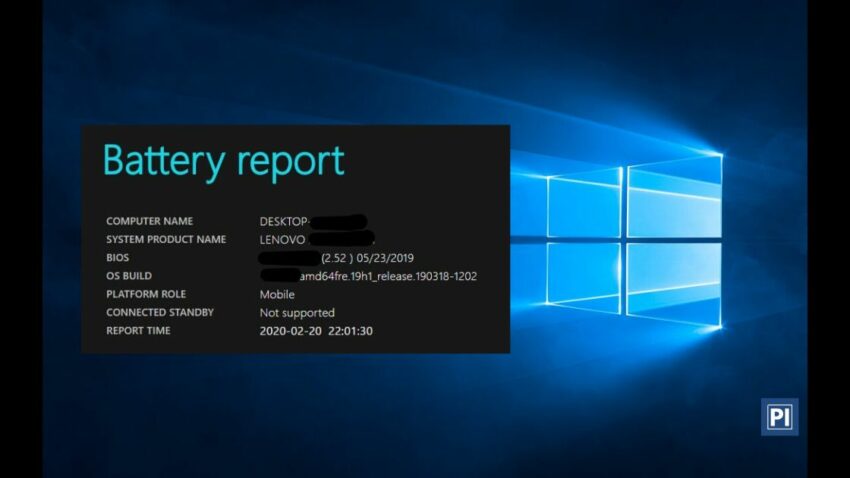 how to get a detailed report about laptop’s battery in Windows 10