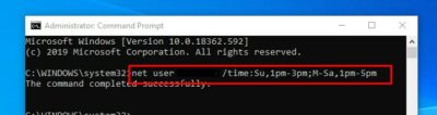 How to set a time limit for a Windows 10 user using cmd