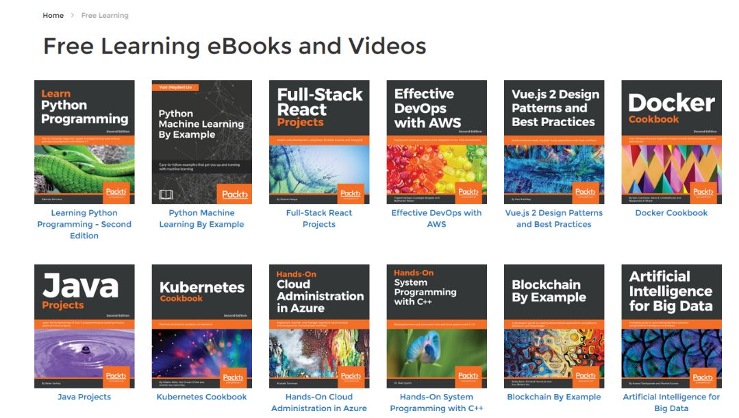 Free learning ebooks and videos packtpub