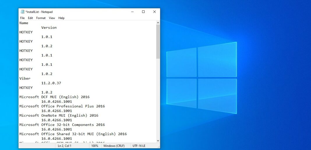 How to view list of Installed Application on Windows 10