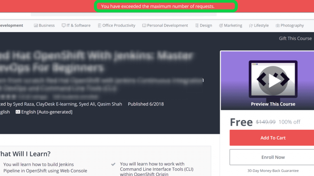 How to get Paid Udemy Courses for free ERROR Message